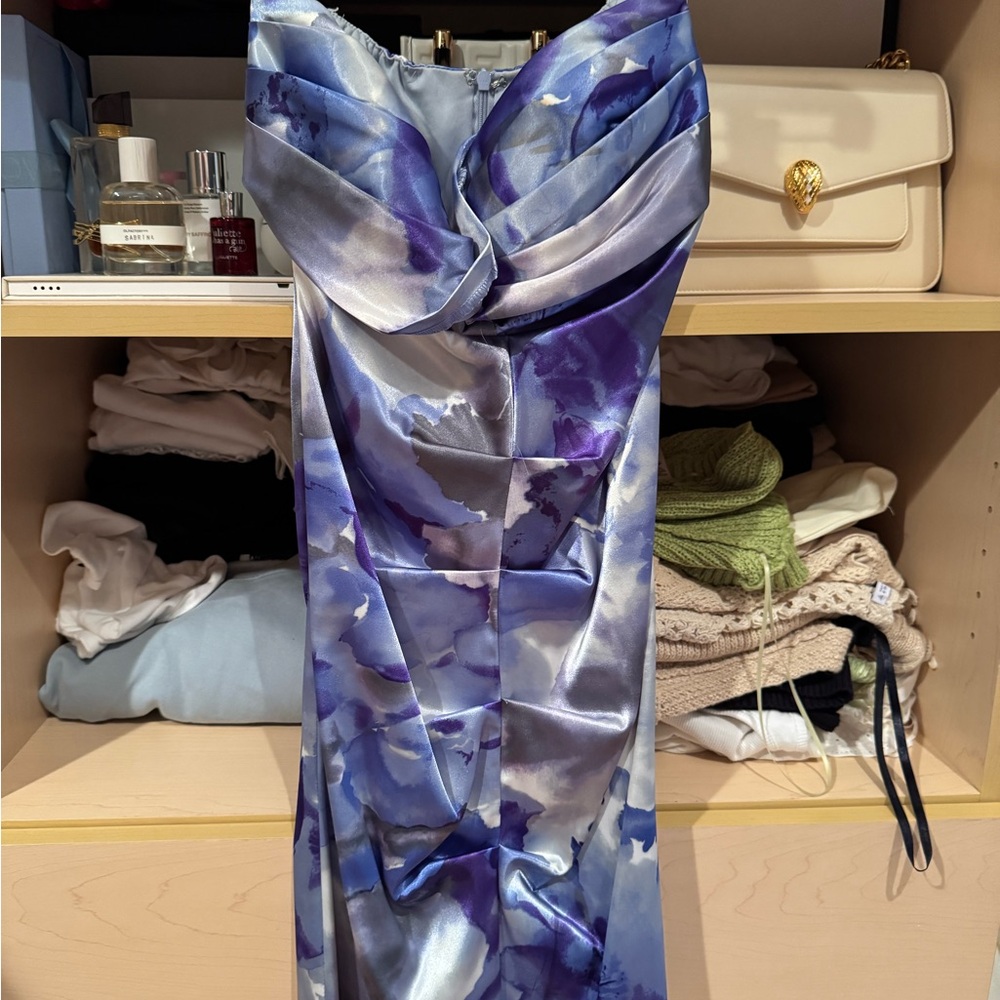 Satin Dress in Blue and Purple